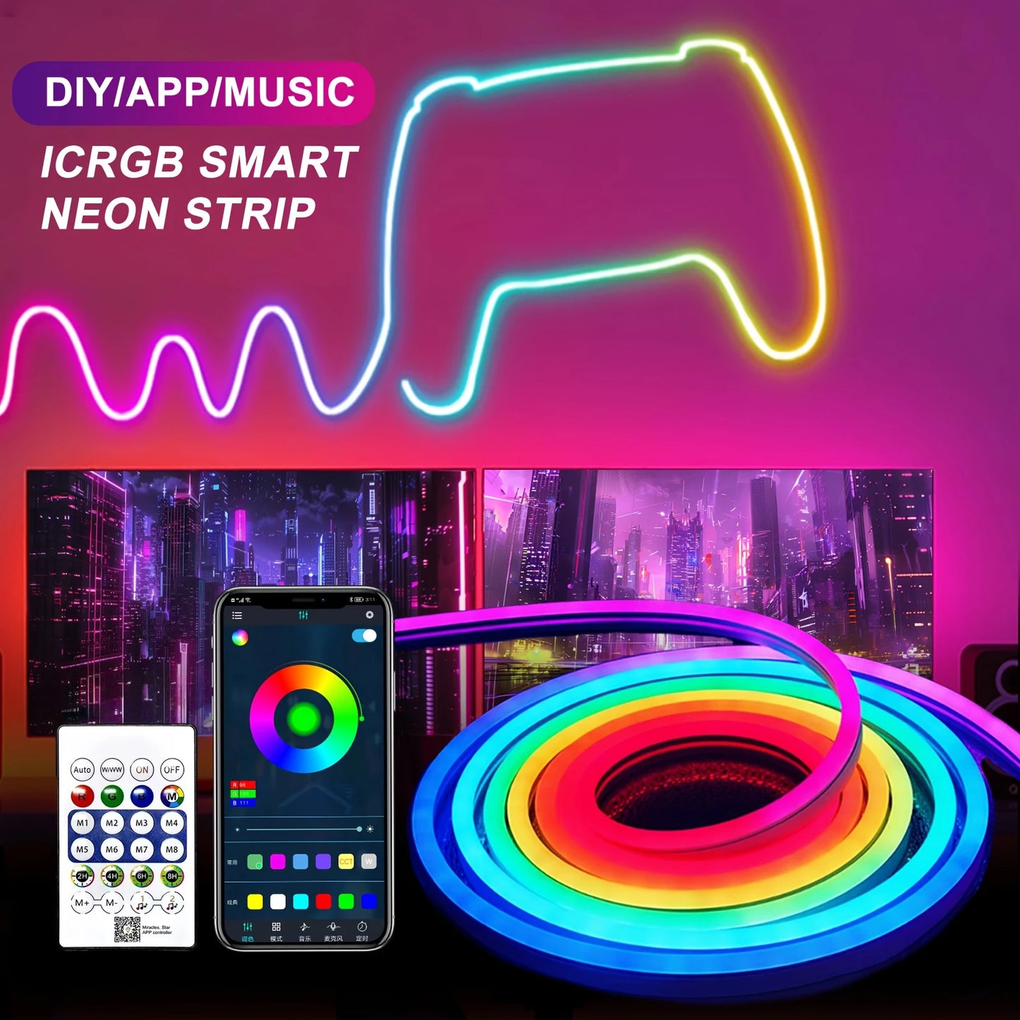 Hayati Neon LED Strip Lights with Bluetooth App Control